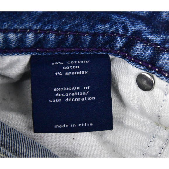 VIGOSS Jeans Womens 6 (30x33) Straight Rhinestone Blue Denim Stretch - Picture 5 of 12